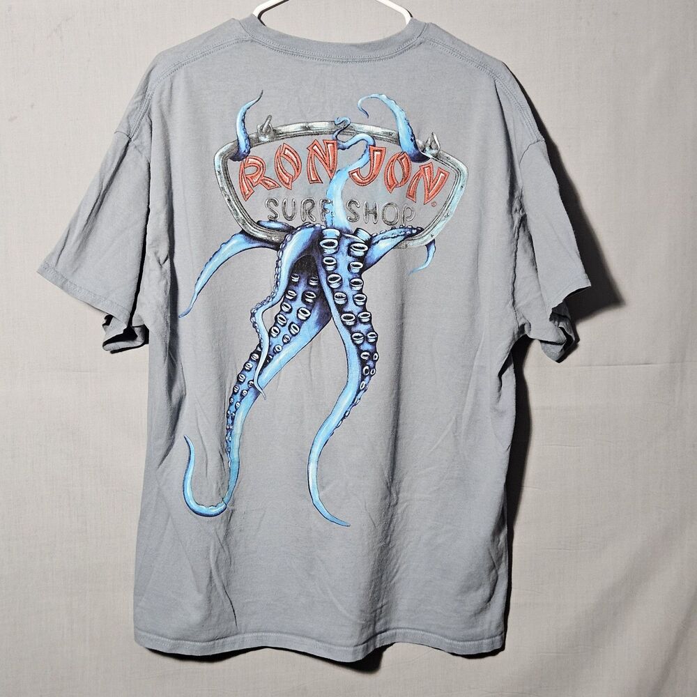 Ron Jon Surf Shop T Shirt Octopus Graphic Double-Sided Mens XL Blue Cotton Skate